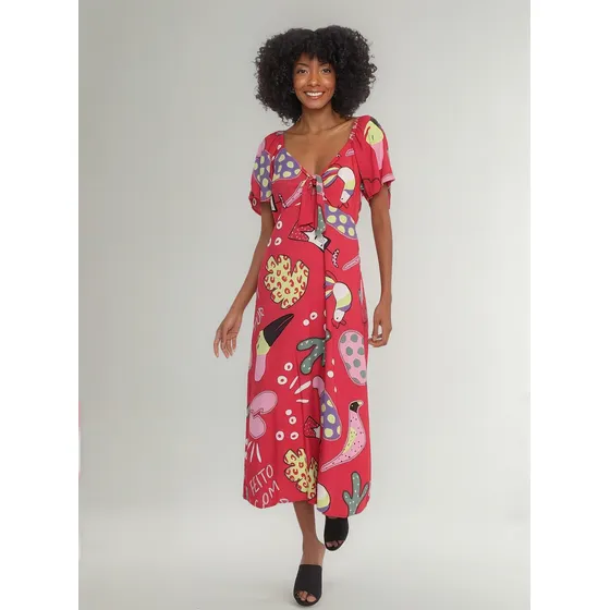 Vestido Midi Estampado Mercatto