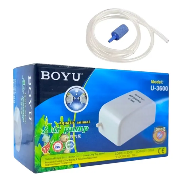 Boyu U3600 Motor De Oxígeno Acuarios + Manguera Y Piedra