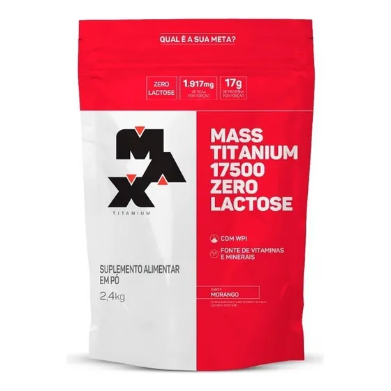 Max Titanium - Mass Titanium 17500 Zero Lactose - Suplemento Em Pó - Sabor Morango
