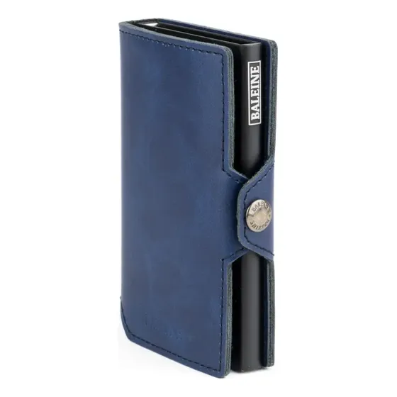 Billetera Baleine Kansas Con Diseño Liso Color Midnight Navy De Cuero - 10cm X 6.8cm X 1.8cm | Cuotas sin interés