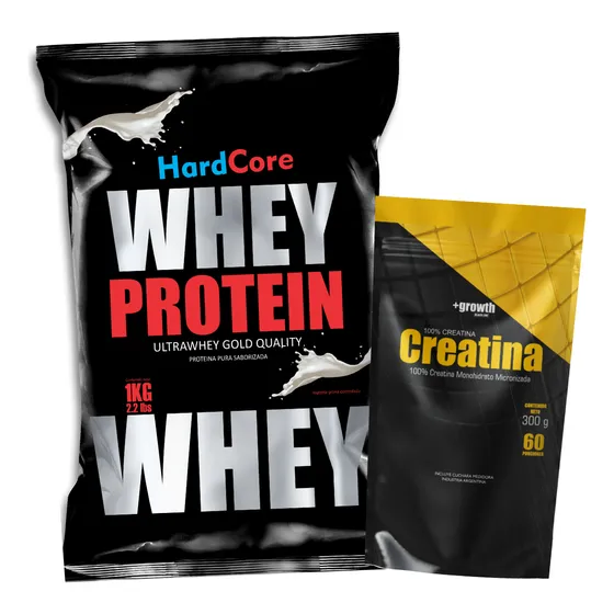 1kg Whey Protein Proteína Hardcore + 300g Creatina +growth