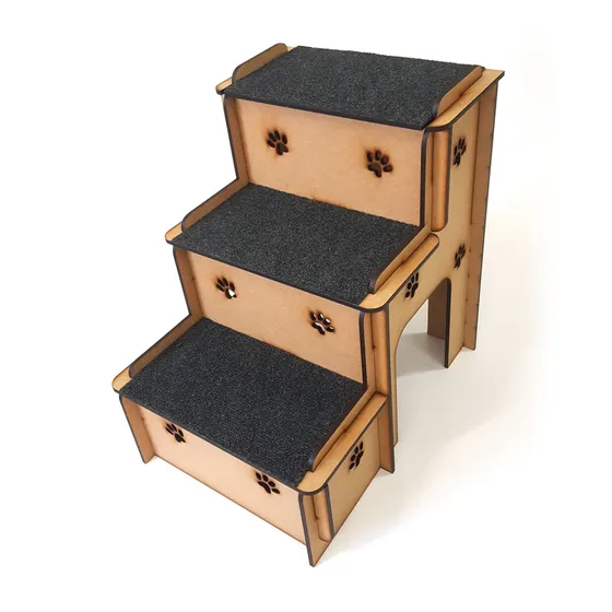 Escada Pet Cachorros Em Mdf 6mm Com Carpete Antiderrapante