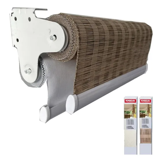 Cortinas Roller Doble, Blackout + Screen 1,60mx2,20m Prontas Color Blackout Blanco + Bambú Traslucida