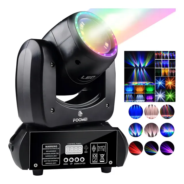 Cabeza Móvil Prisma Luz Dj Giratorio Luces De Escenario 130w Foowei Cabeza Móvil Led Luces Roboticas Para Fiestas Dj Cañon Led 10 Gobos +8 Colors +18 Prisms+seven Colors+efecto De Tira De Led Rgb