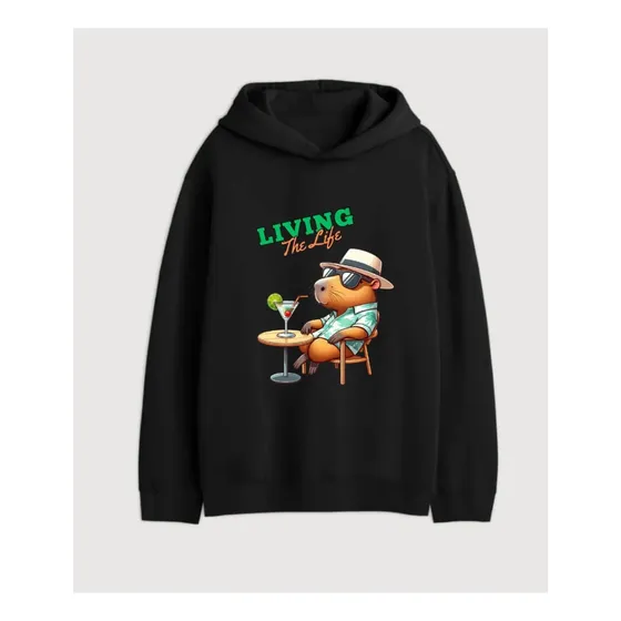 Capybara Suéter Oversize Con Capucha Unisex 100 % Algodón