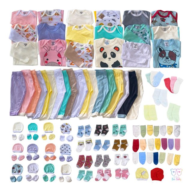 Kit 30 Peças Enxoval Roupa Bebê Body Calça Meia Touca Luva Kit 30 Peças Enxoval Roupa Bebê Body Calça Meia Touca Luva