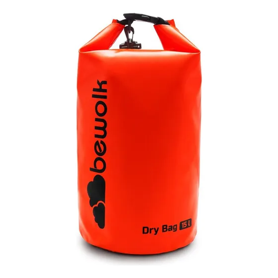 Bolso Estanco Impermeable Bewolk Dry Bag De 15lts Con Correa Color Naranja