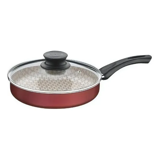 Sartén Antiadherente Paris de 22 cm con tapa - Tramontina Color Rojo