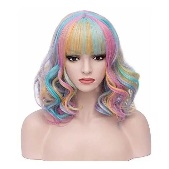 Beron 14 Pulgadas De Color Rosa Wig Corto De Onda 93qsr