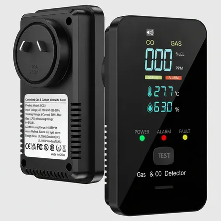 Sensor Alarma Detector Monoxido De Carbono Y Gas Natural Co Negro