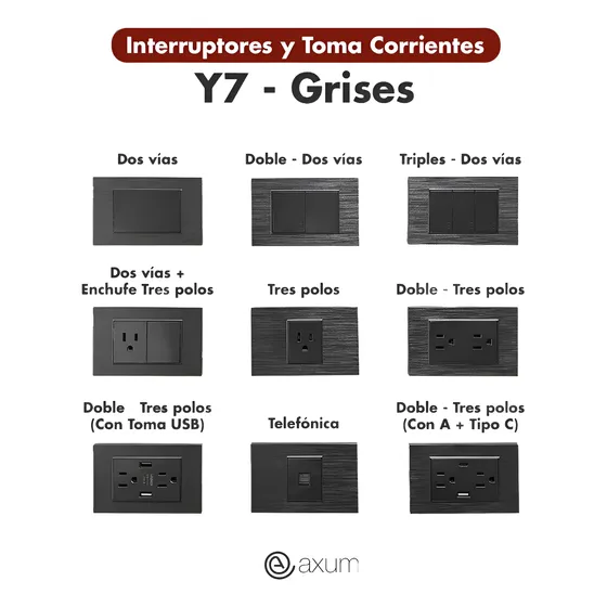 Toma Corriente Doble-interruptor-usb-conector- Apagador-gris