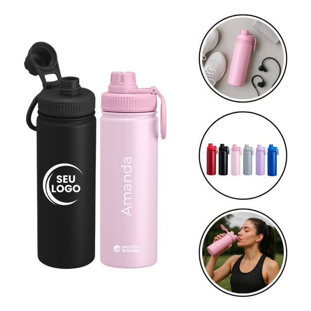 Garrafa Inox 750ml C/ Alça Personalizada C/ Nome Time Logo Garrafa Inox 750ml C/ Alça Personalizada C/ Nome Time Logo