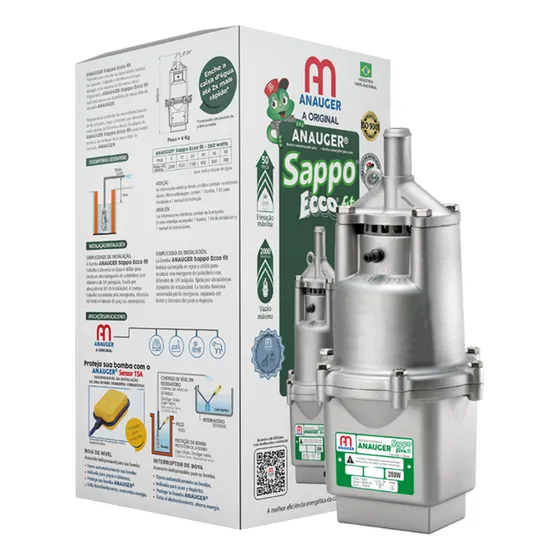 Bomba Submersa Anauger Poço Sappo 800 Eccoo Fit 127v 50mca
