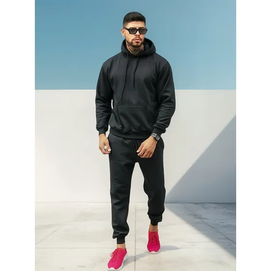 Conjunto Bolso Frontal Jogger Flanelada Moletom Masculino