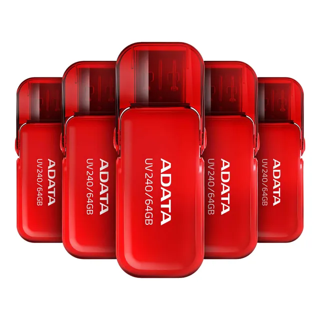 Kit 5 Memorias Usb Adata 64gb 2.0 Uv240 Auv240-64g-rrd Rojo