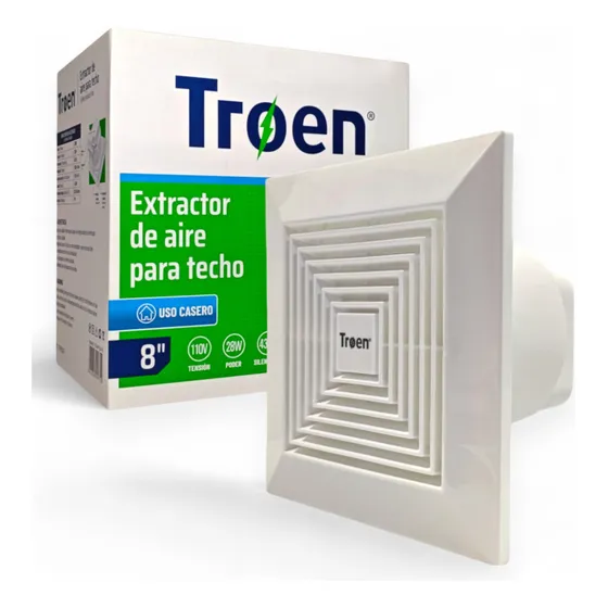 Extractor De Aire 8 Para Techo Cuadrado 110v 28w Marca Troen
