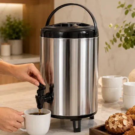 Botijão Térmico 10l Galão Aço Inox Garrafão Quente Gelado Prateado 10l