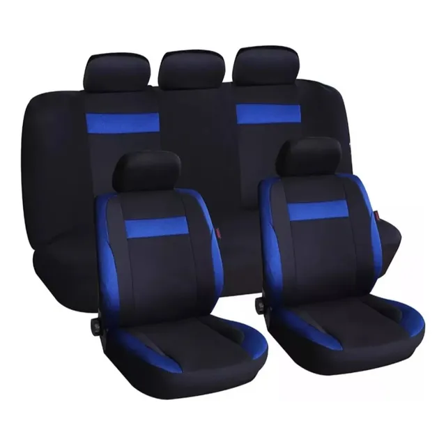 Forro Asiento Negro/azul Universal 9 Piezas Carro/camioneta 