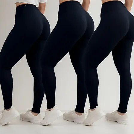 Kit 3 Calça Legging Plus Size Feminina Academia Cintura Alta