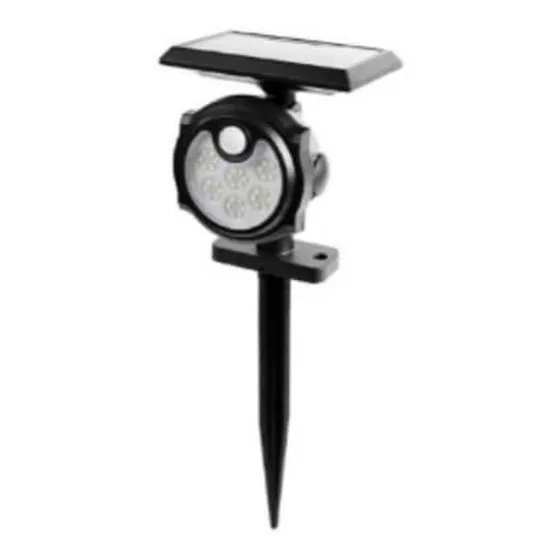 Foco Solar Farol Led Estaca Tierra Jardín Sensor Movimiento Carcasa Negro Luz Blanco Neutro