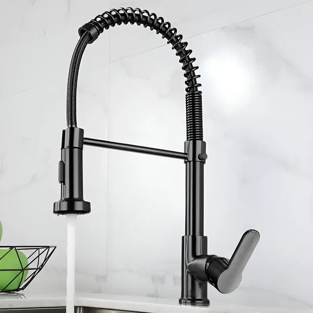 Torneira Cozinha Gourmet Bancada Flexível Monocomando Pia Preto B22-black