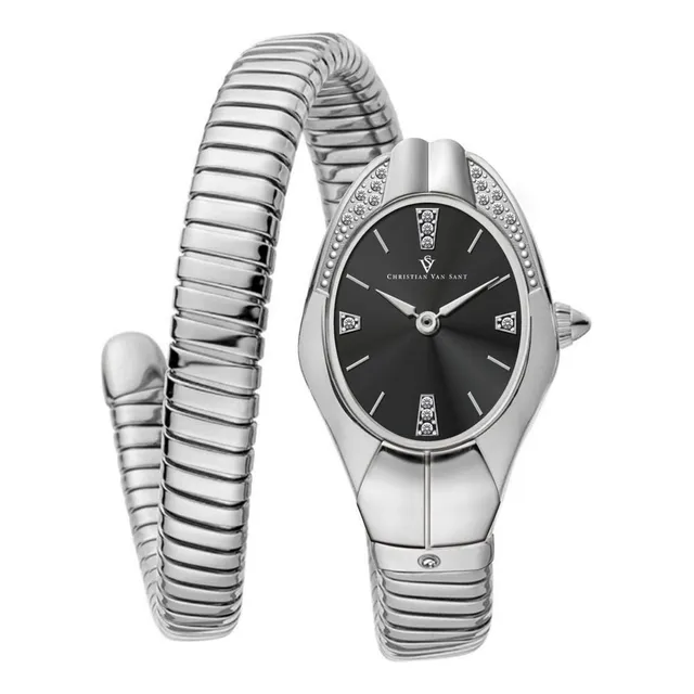 Christian Van Sant Women's Naga Reloj De Línea Negra Ls4tm
