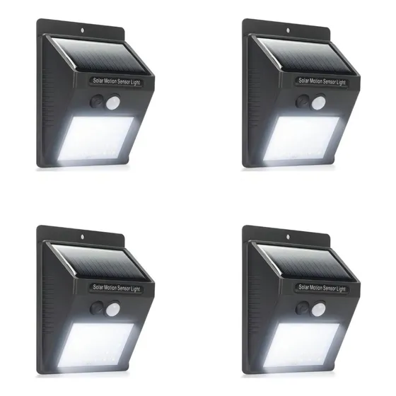 4 Luminária Led Luz Solar Arandela Muro C/ Sensor Iluminação