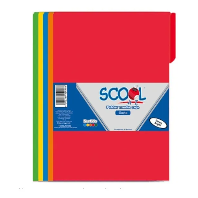 Folder Scool Tamaño Carta Colores Surtido 100 Piezas