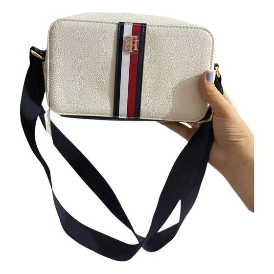 Cartera Bandolero Blanca Con La Bandera De La Marca