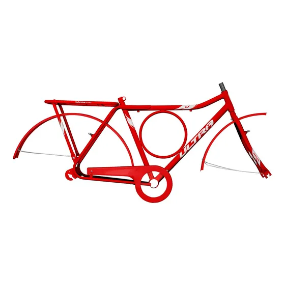 Quadro Aro26 Passeio Tipo Monark Barra Circular C/ Bagageiro Cor Vermelho Ferrari