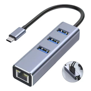 Adaptador Ethernet Tipo C A 3 Puertos Usb 3.0 Hub Rj45 Adaptador Ethernet Tipo C A 3 Puertos Usb 3.0 Hub Rj45