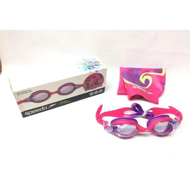 Lente Y Gorro De Natación Speedo Para Niña 3-5 Años Rosado