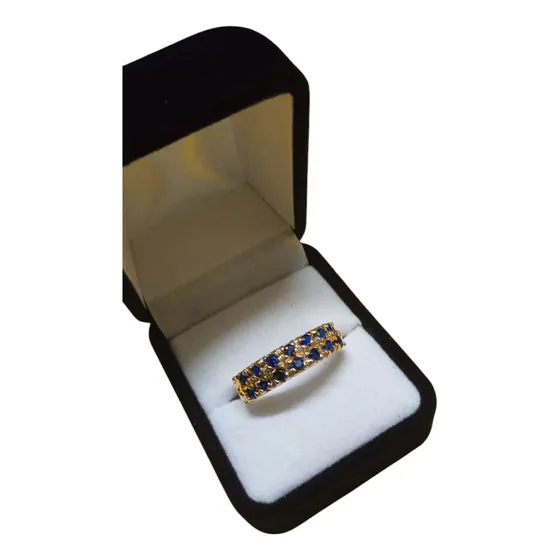 Anillo Oro 18 Ktes Cintillo Doble Zafiro Azul Psp Gps