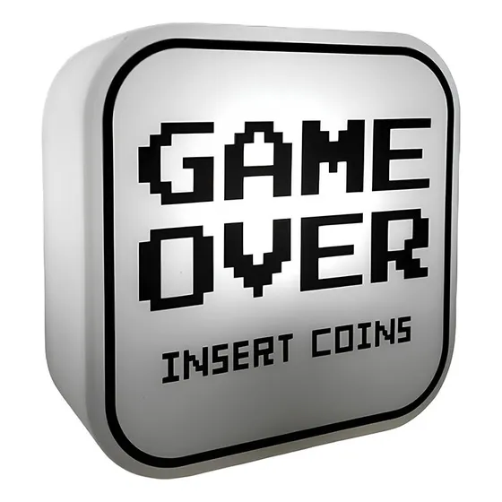Luminária Box Game Over Decoração Setup Parede Ou Mesa