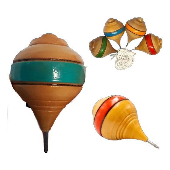 Trompo De E Madera 9cm Con Huaraca