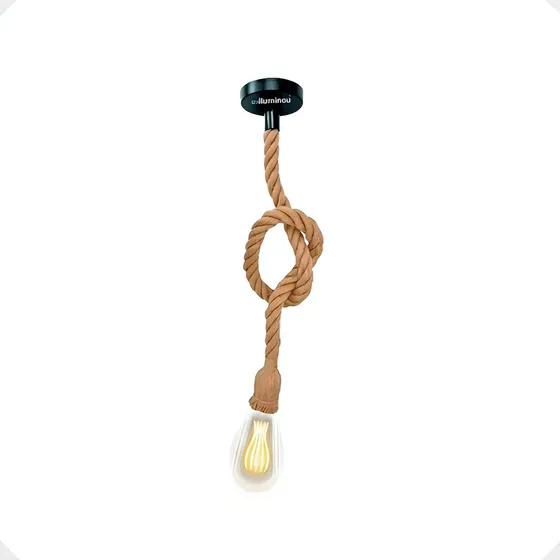 Pendente Corda 1m Retro Vintage Design Rustico - Decorativo Estrutura Marrom 127/220V