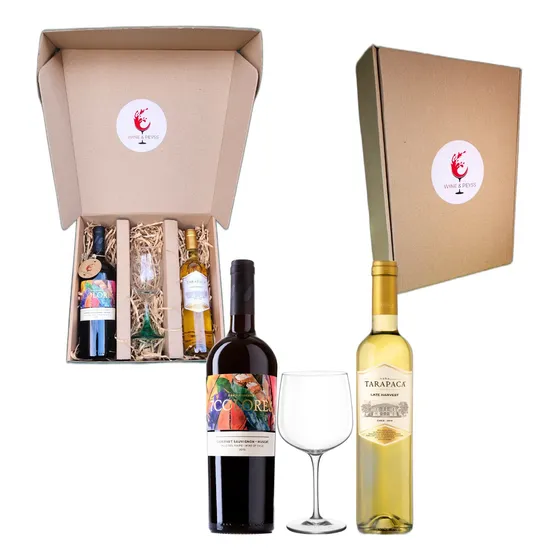 Regalo Vino Pack Padre   7colores + Copa + Late Harvest