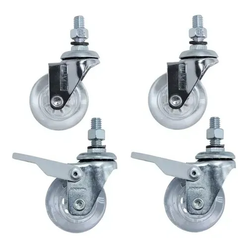 Kit 4 Rodas Gel Incolor Rosca 3/8 Rodinhas P/ Móvel Ou Rack