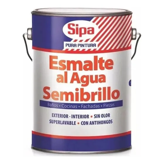 Esmalte Al Agua Sipa Semibrillo Color Galon Bco Y 5colores