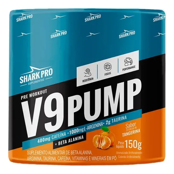 V9 Pump Pré Treino Pote 150g Shark Pro Sabor Tangerina