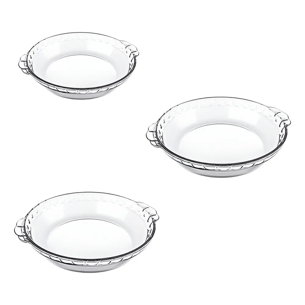 Kit Com 3 Formas De Vidro Redonda Filetada - Marinex