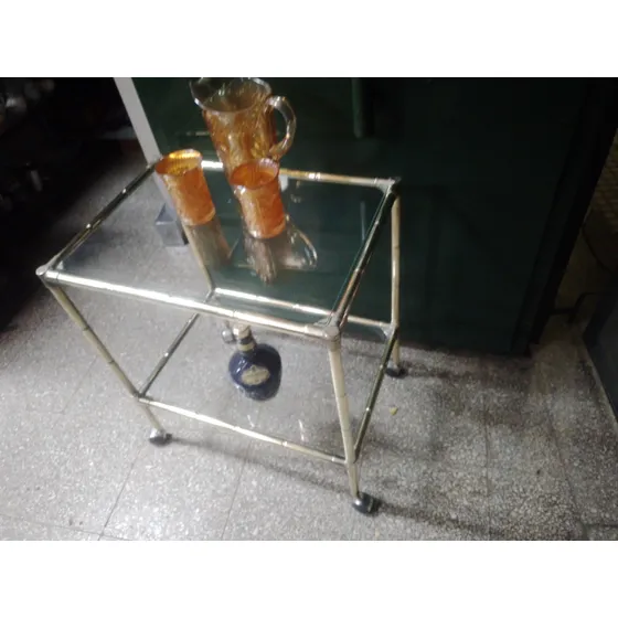 Mesa Ratona Bronce Vidrio 2 Niveles
