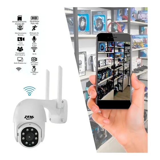 Camera Segurança Wifi 360 Graus Prova D'água Rt009 C/alarme