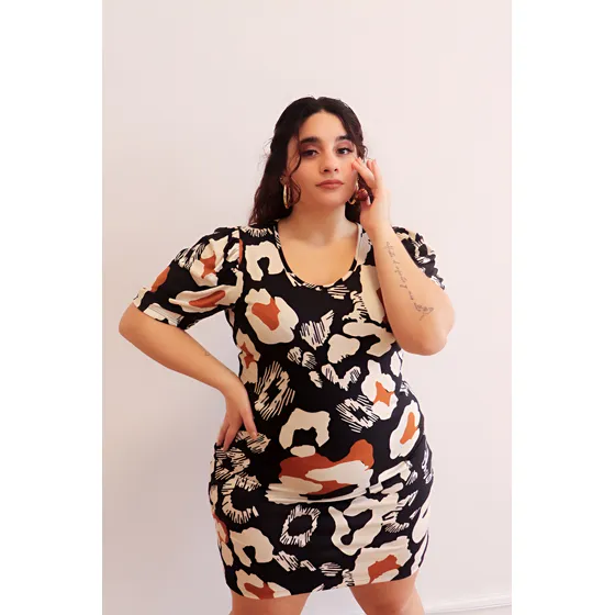 Vestido Ananá Plus Size Animal Print Talle Grande Mujer