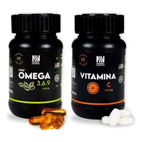 Omega 3, 6 & 9 - Vitamina C 60 Cápsulas Natural Nutrition