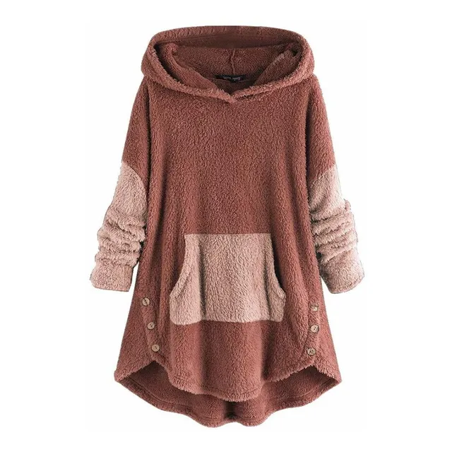 Blusa Felpa Manga Larga Para Mujer Boton Sueter Retazo Rayon