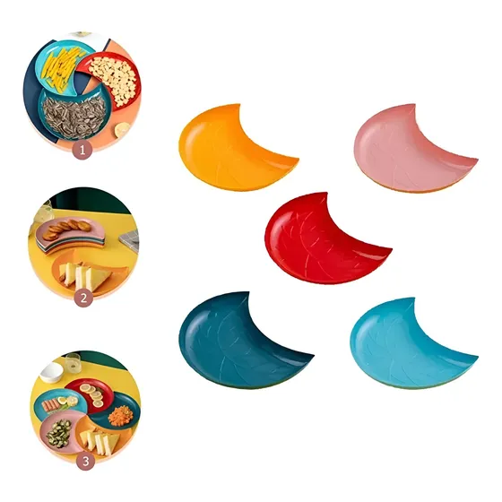 Set 5 Platos Para Servir Decorativos Media Luna Colores