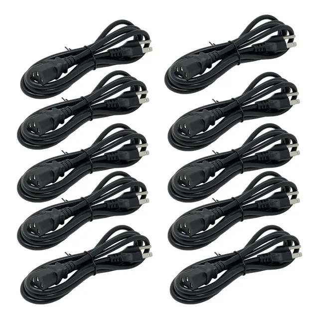 Pack 10 Cable Poder Corriente Ac 1.75 Metros Pc Cpu Printer