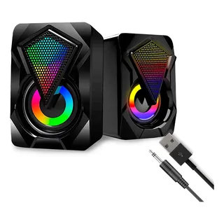 Caixa Caixinha Som Para Pc Gamer Potente Rgb Portatil Usb P2 Caixa Caixinha Som Para Pc Gamer Potente Rgb Portatil Usb P2