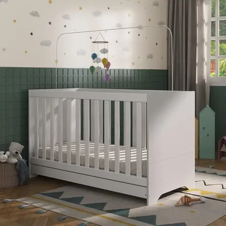 Berço 3 Em 1 Vira Cama Com Colchão Incluso Elza Multimóveis Branco